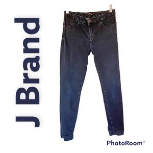 J Brand women indigo blue mid rise skinny jeans ankle length cuffed size 27